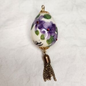 Vintage handpainted quail egg pendant